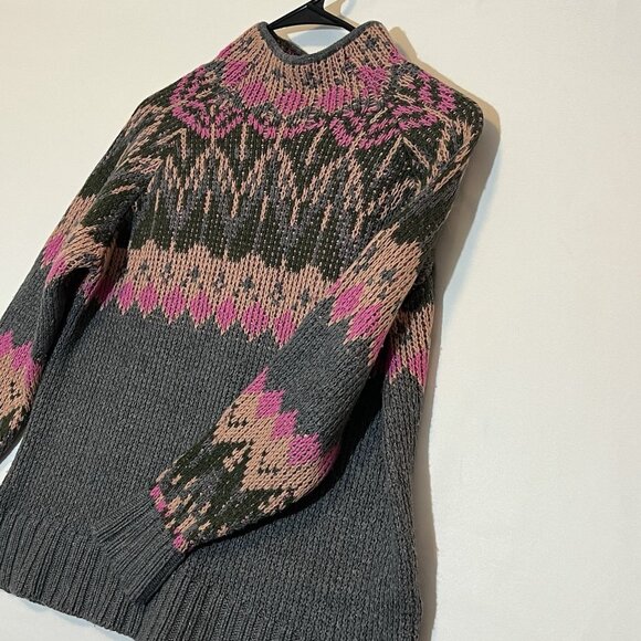 Anthropologie Josephine Mock Neck Sweater Wool Blend Petite XS Italy Gray Pink - Picture 9 of 11
